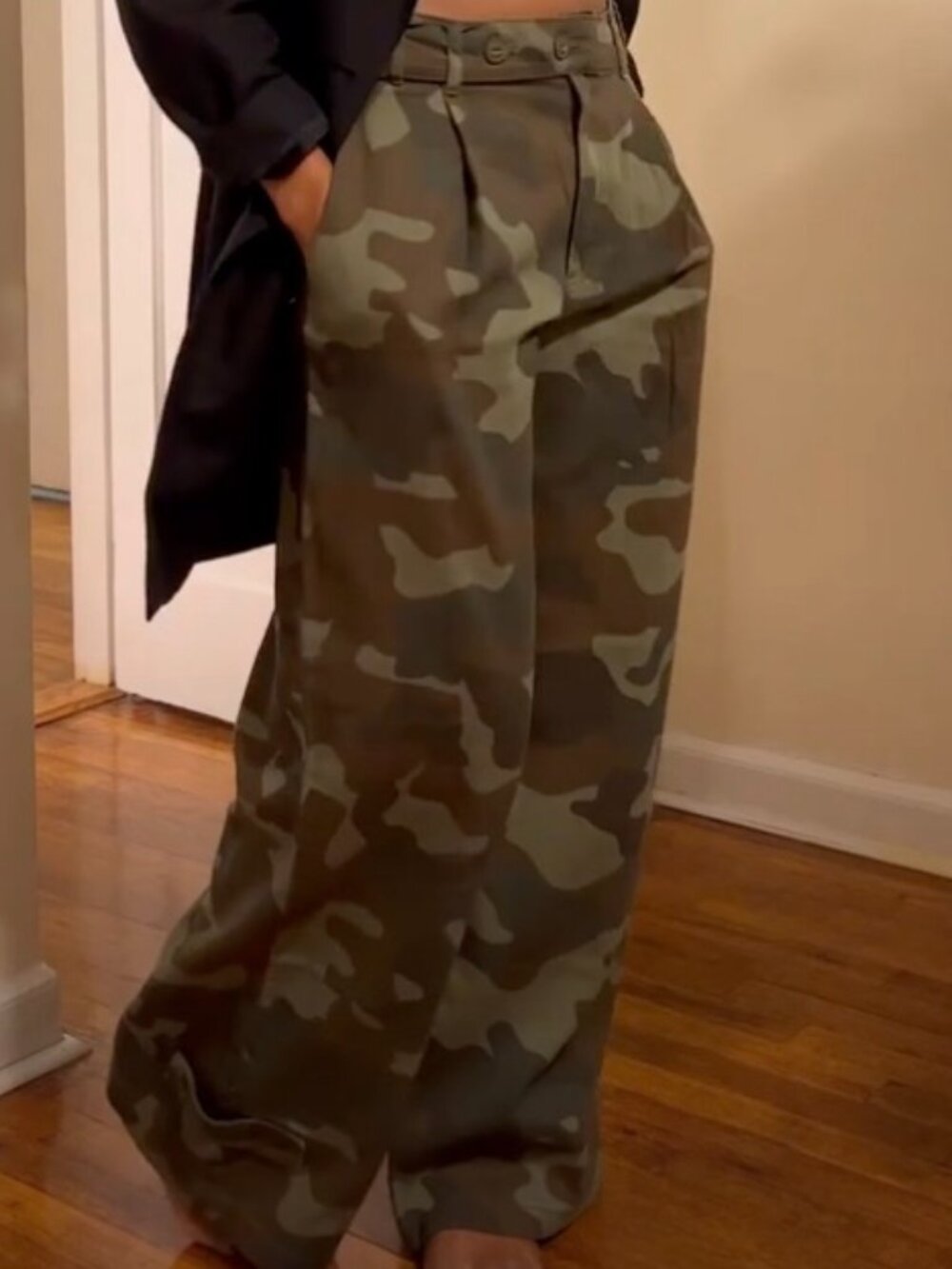 Zara Camo Wide Leg Pants | NWT | Size S | 100% Cotton | Zip Fly - Picture 14 of 14